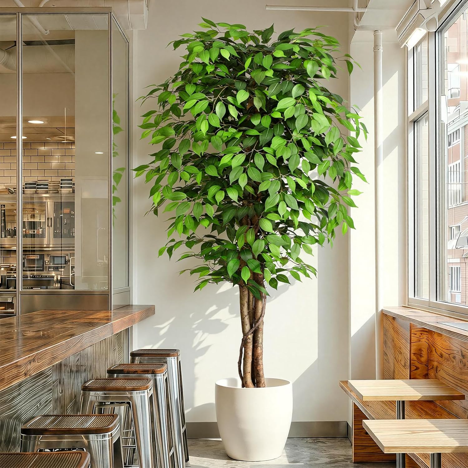 Monstera Adansonii - Realistyczny sztuczny drzewko figowe z naturalnym